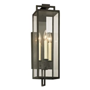 Troy Beckham 3 Light Outdoor Wall Light in Forged Iron