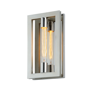 Troy Enigma 14 Inch Wall Sconce in Silver Leaf with Stainless Accents