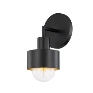 North 1-Light Wall Sconce in Soft Black with Gold Leaf