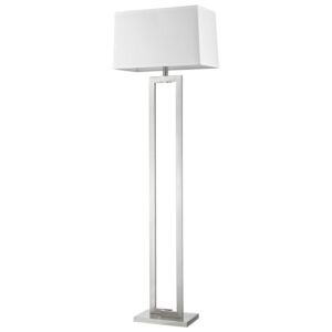 Riley 1-Light Brushed Nickel Floor Lamp With Off-White Shantung Shade