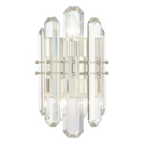 Crystorama Bolton 2 Light 14 Inch Wall Sconce in Polished Nickel with Faceted Crystal Elements Crystals