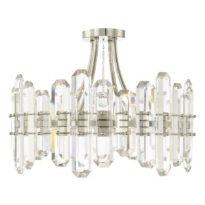  Bolton Ceiling Light in Polished Nickel with Faceted Crystal Elements Crystals