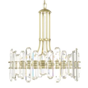 Crystorama Bolton 6 Light 26 Inch Transitional Chandelier in Aged Brass with Faceted Crystal Elements Crystals