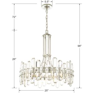 Crystorama Bolton 6 Light 26 Inch Transitional Chandelier in Polished Nickel with Faceted Crystal Elements Crystals