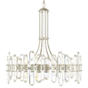  Bolton Transitional Chandelier in Polished Nickel with Faceted Crystal Elements Crystals