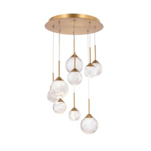Quest LED Pendant in Aged Brass