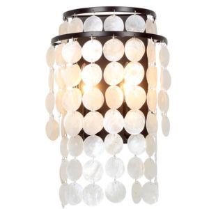 Crystorama Brielle 2 Light 14 Inch Wall Sconce in Dark Bronze with Capiz shell Crystals