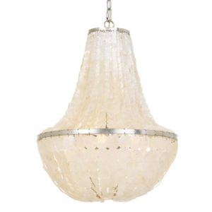  Brielle  Transitional Chandelier in Antique Silver with Capiz shell Crystals