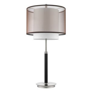 Roosevelt 1-Light Espresso And Brushed Nickel Table Lamp With Smoke Gray Shantung Two Tier Shade