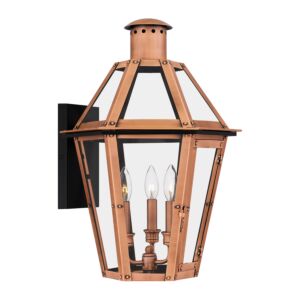 Burdett 3-Light Outdoor Wall Lantern in Aged Copper
