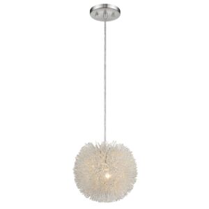 Celestial 1-Light Metallic Silver Flushmount With Hand Woven Aluminum Wire Shade 