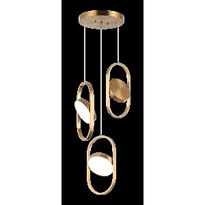 Kennedy 3-Light Pendants in Aged Gold Brass