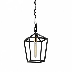 Matteo Scatola 1-Light Pendant Light In Rusty Black & Aged Gold Brass Accents