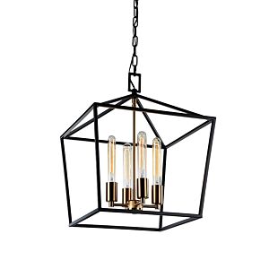Matteo Scatola 4 Light Chandelier In Rusty Black & Aged Gold Brass Accents