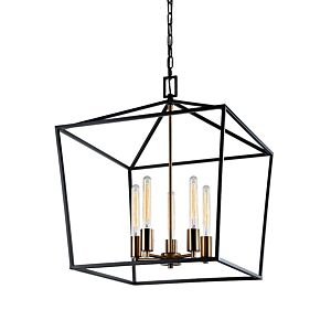 Matteo Scatola 5-Light Chandelier In Rusty Black & Aged Gold Brass Accents