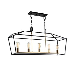 Scatola 5-Light Chandelier in Rusty Black & Aged Gold Brass accents