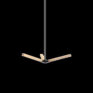 Matteo Asterisk 3-Light Pendant Light In Matte Black With Aged Gold Brass