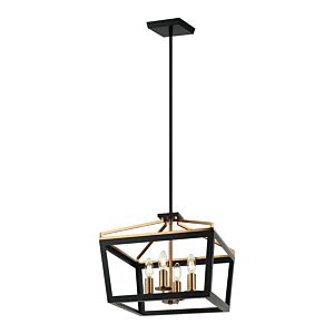 Mavonshire 4-Light Chandelier in Black with Aged Gold Brass