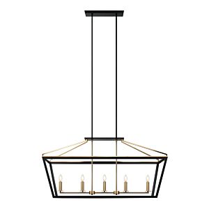 Mavonshire 5-Light Chandelier in Black with Aged Gold Brass