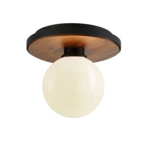 Cadet 1-Light Flush Mount in Black And Natural Acacia