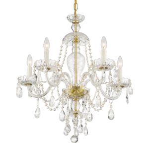 Crystorama Candace 5 Light 28 Inch Chandelier in Polished Brass with Hand Cut Crystal Crystals