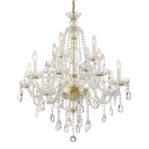 Crystorama Candace 12 Light 34 Inch Chandelier in Polished Brass with Hand Cut Crystal Crystals