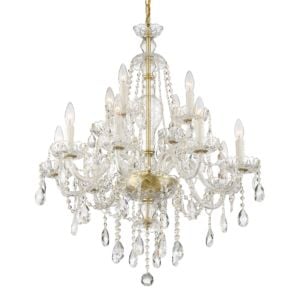 Crystorama Candace 12 Light 34 Inch Chandelier in Polished Brass with Swarovski Strass Crystal Crystals