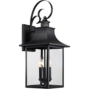 Chancellor 3-Light Outdoor Wall Lantern in Mystic Black