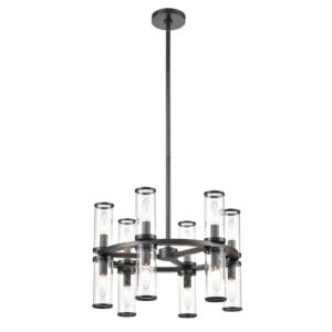 Alora Revolve 12 Light Chandelier in Urban Bronze And Clear Glass