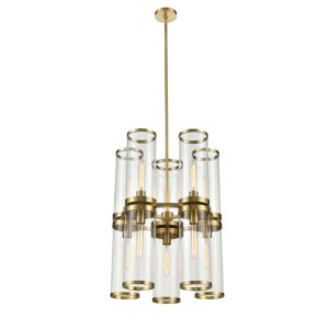 Alora Revolve 10 Light Chandelier tural Brass And Clear Glass
