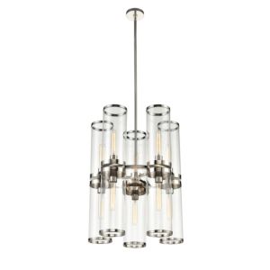 Alora Revolve 10 Light Chandelier in Polished Nickel And Clear Glass