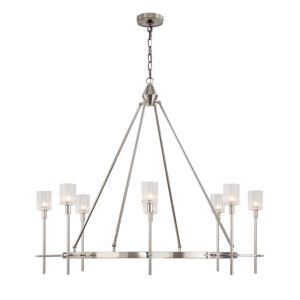 Alora Salita 8 Light Chandelier in Polished Nickel And Ribbed Crystal