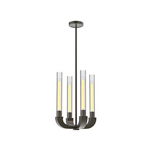 Alora Flute 4 Light Chandelier in Urban Bronze And Clear Ribbed Glass