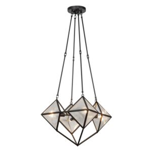 Cairo 4-Light Chandelier in Urban Bronze with Clear Ribbed Glass