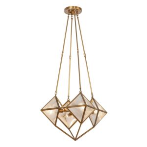 Cairo 4-Light Chandelier in Vintage Brass with Clear Ribbed Glass