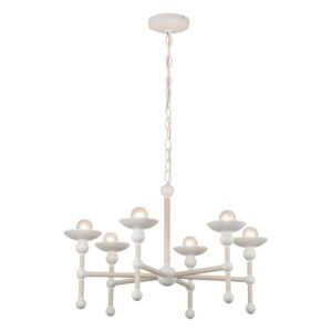 Nadine 6-Light Chandelier in Matte White with Natural Cotton