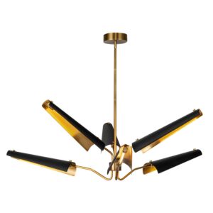 Osorio LED Chandelier in Matte Black with Vintage Brass