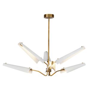 Osorio LED Chandelier in Matte White with Vintage Brass