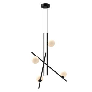 Amara LED Chandelier in Black with Glossy Opal Glass