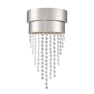  Clarksen Wall Sconce in Polished Nickel with Hand Cut Crystal Crystals