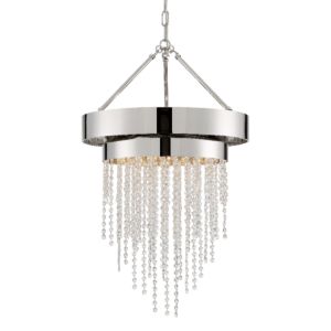  Clarksen Chandelier in Polished Nickel with Hand Cut Crystal Crystals