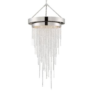  Clarksen Chandelier in Polished Nickel with Hand Cut Crystal Crystals