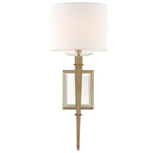Crystorama Clifton 20 Inch Wall Sconce in Aged Brass with Optical Glass Elements Crystals