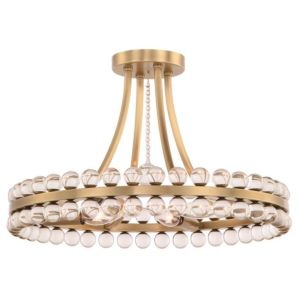  Clover Ceiling Light in Aged Brass with Clear Hand Cut Crystals