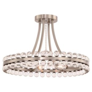 Crystorama Clover 4 Light 18 Inch Ceiling Light in Brushed Nickel with Clear Hand Cut Crystals