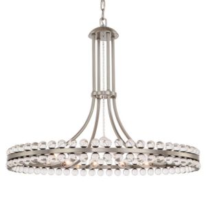 Crystorama Clover 12 Light 25 Inch Modern Chandelier in Brushed Nickel with Clear Hand Cut Crystals
