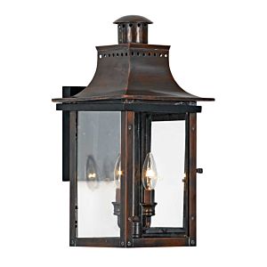Chalmers 2-Light Outdoor Wall Lantern in Aged Copper