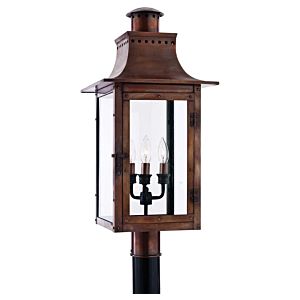 Quoizel Chalmers 3 Light 12 Inch Outdoor Post Light in Aged Copper