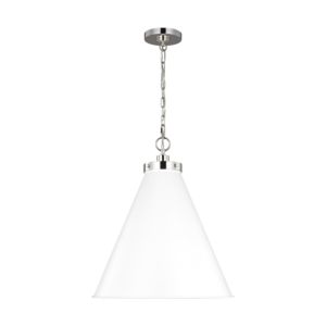 Wellfleet Pendant Light in Matte White And Polished Nickel by Chapman & Myers