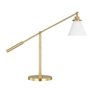 Visual Comfort Studio Wellfleet Table Lamp in Matte White And Burnished Brass by Chapman & Myers